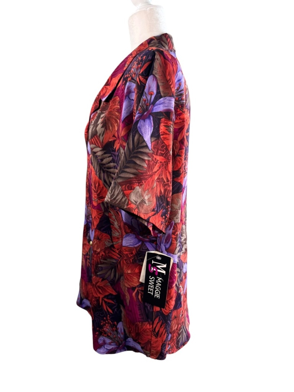 Maggie Sweet Button Down Shirt Size Large Tropical Floral Print - Picture 4 of 7